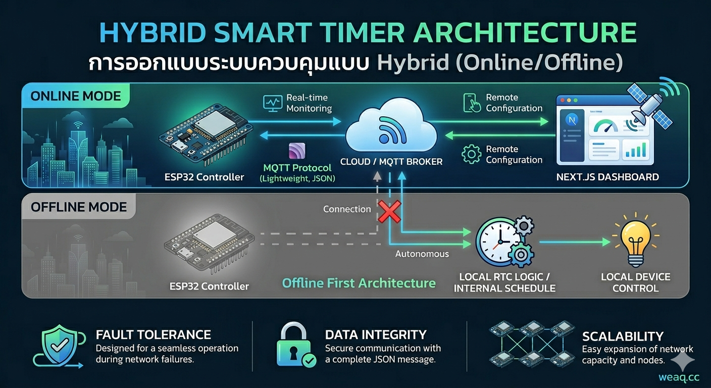 การออกแบบระบบควบคุมแบบ Hybrid (Online/Offline) ของ Smart Timer